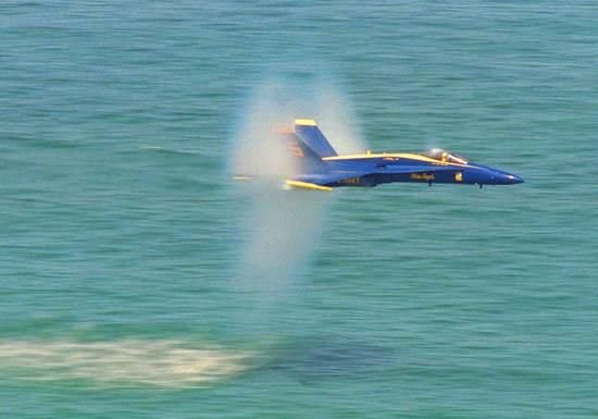 Jet over water